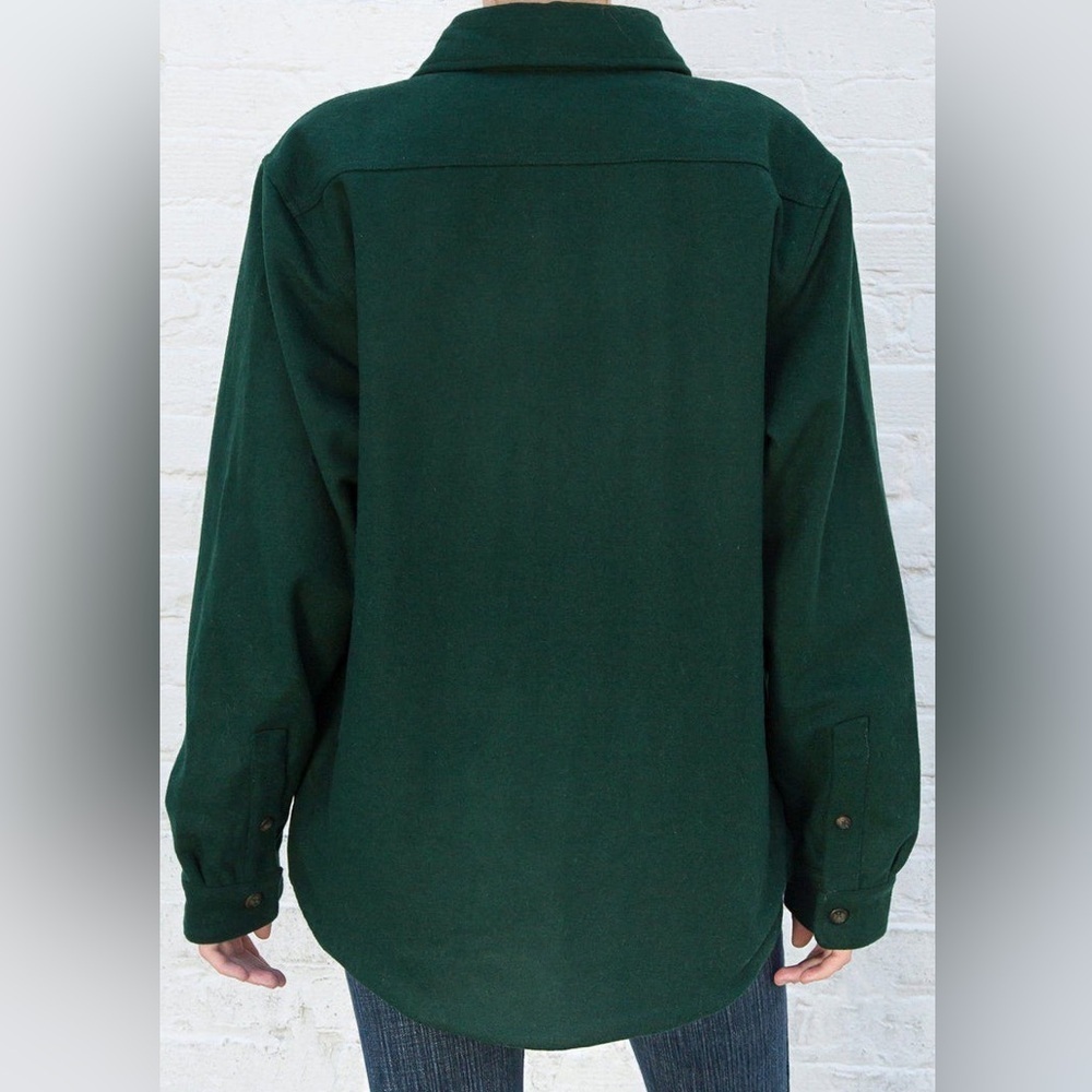 Brandy Melville Forest Green Quilted Shacket Jacket OS Oversized Button Front - Picture 2 of 8